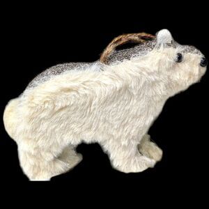 Pottery Barn Furry Glittery Polar Bear Ornament